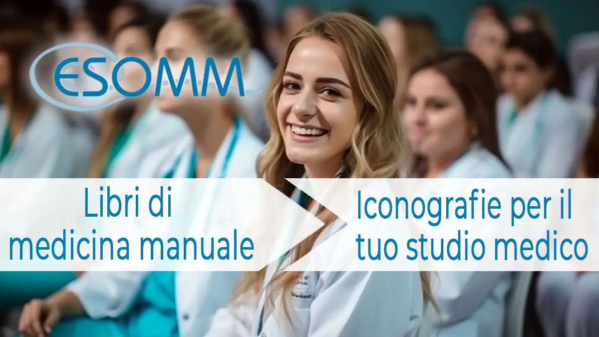 Libri per Osteopatia e iconografie per lo studio medico.